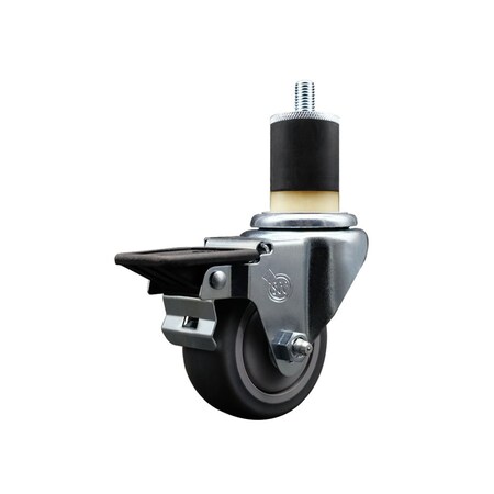 Service Caster 3'' Thermoplastic Rubber Swivel 1-7/8'' Expanding Stem Caster with Brake SCC-EX20S314-TPRB-PLB-178